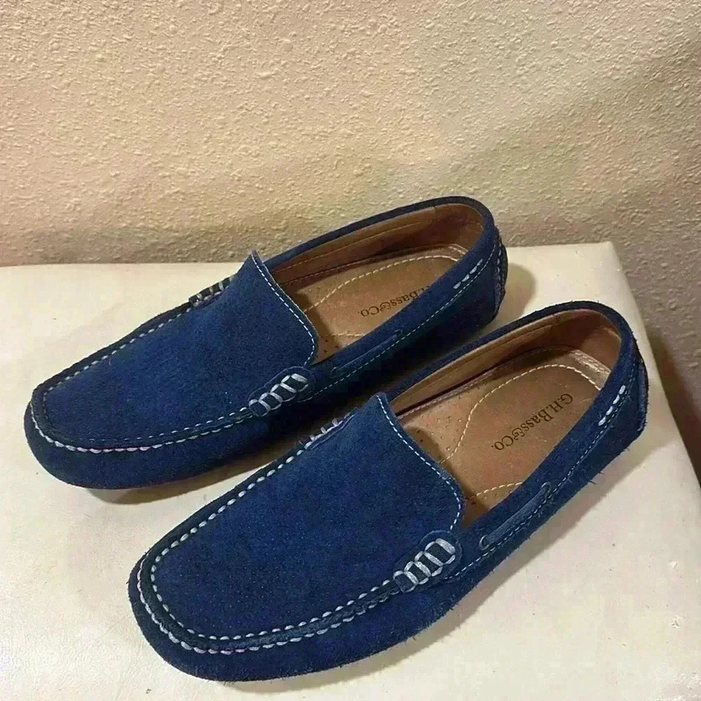 G.H.Bass&Co blue, suede driving shoes size 71/2 M